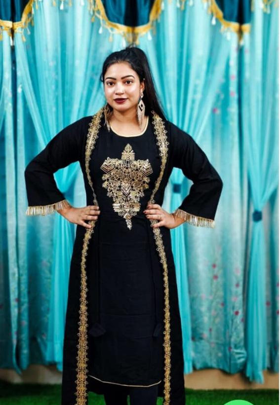 এমব্রয়ডারি কটি টু পিছ কালো কালার