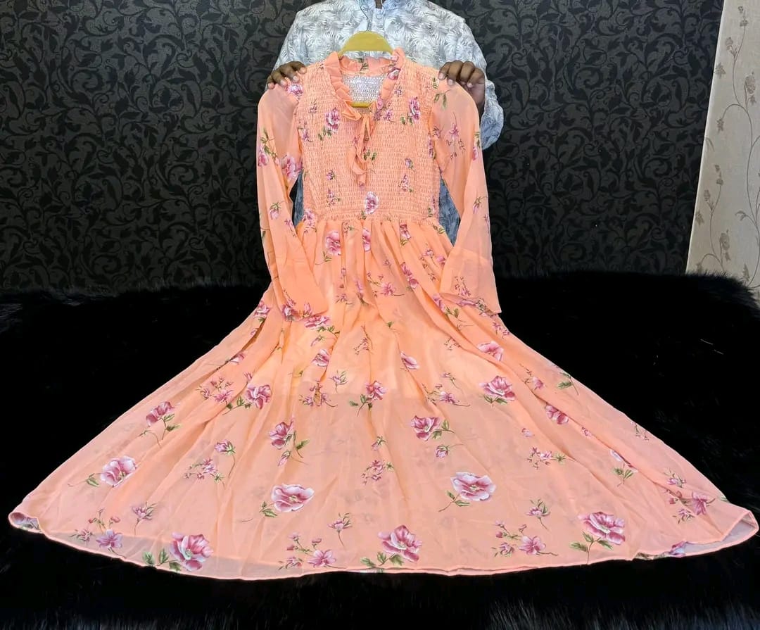 ওয়ান পিছ জর্জেট গাউন বাংগী কালার